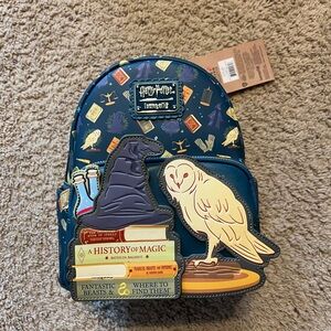 Loungefly Harry Potter Backpack with Owl and Books Design